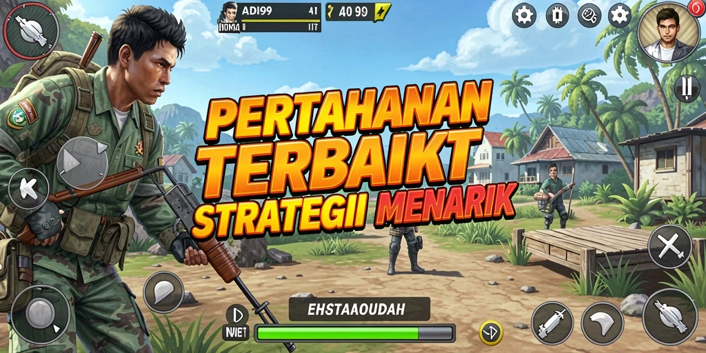 Screenshot utama ADI99 menunjukkan aksi seru dari gameplay Tower Defense.