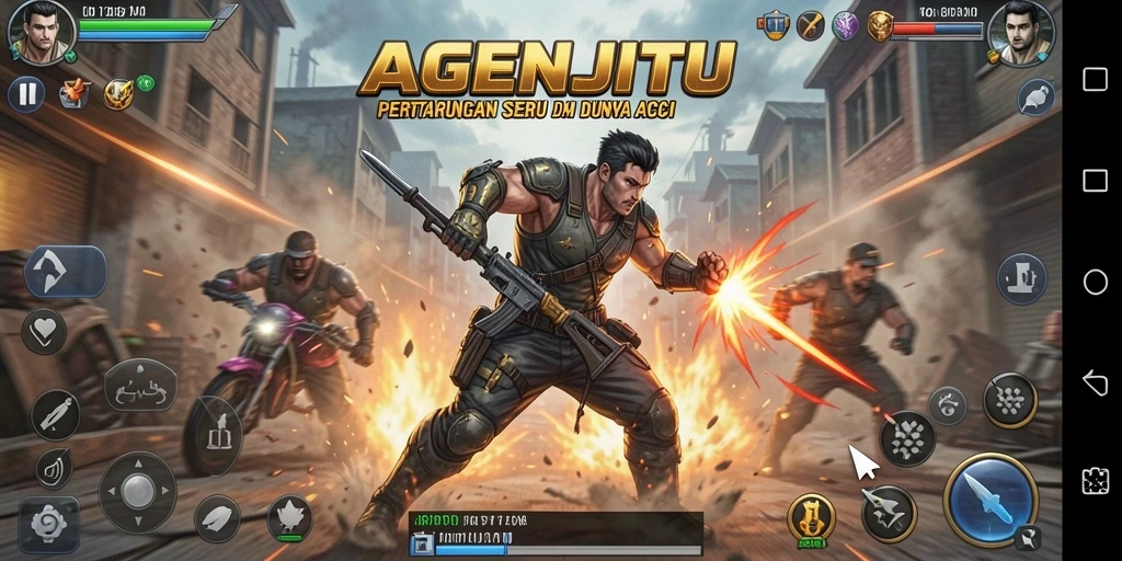 Tampilan gameplay AGENJITU yang mendebarkan dan penuh aksi.