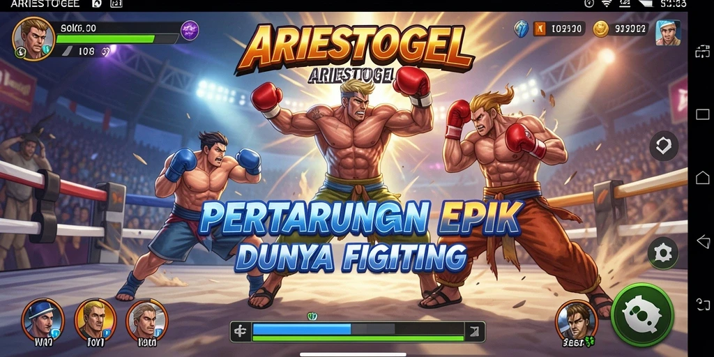 Tampilan menarik dari gameplay ARIESTOGEL dengan pertarungan seru.