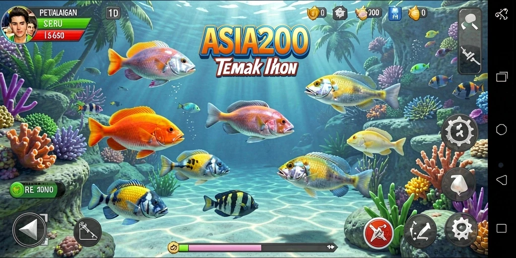 Tampilan gameplay ASIA200 dengan aksi tembak ikan yang seru.