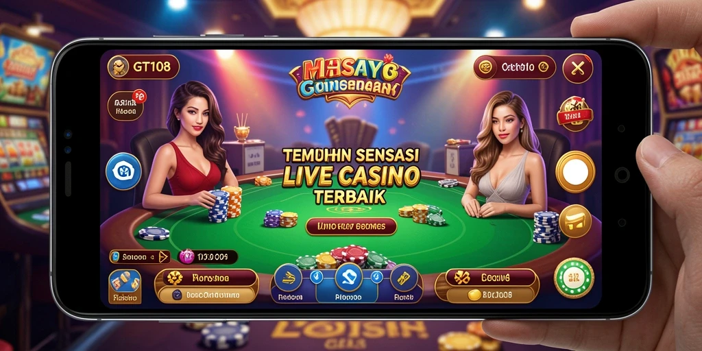Screenshot GT108 menampilkan gameplay Live Casino yang mendebarkan