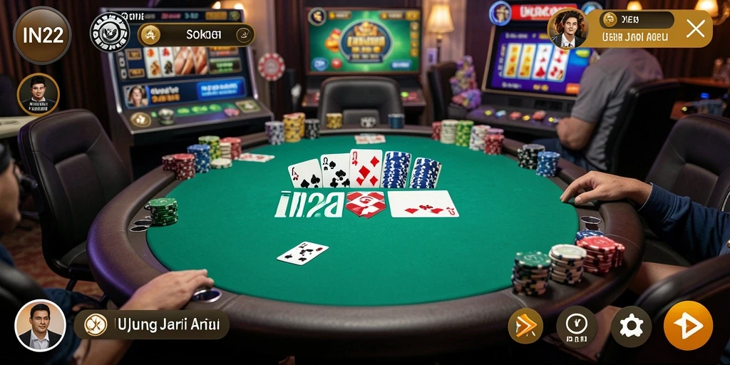 Tampilan gameplay Poker yang menarik dan penuh strategi.