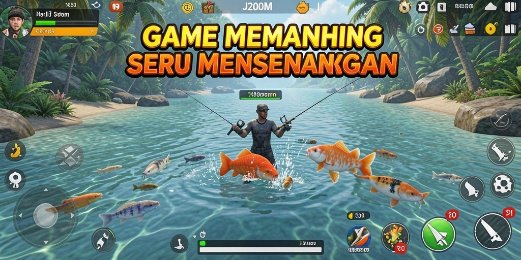 Tampilan gameplay J200M yang seru saat memancing ikan.