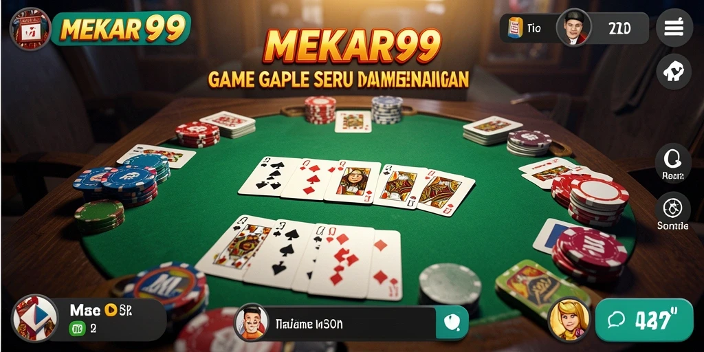 Screenshot gameplay MEKAR99 yang menampilkan keseruan bermain Gaple.