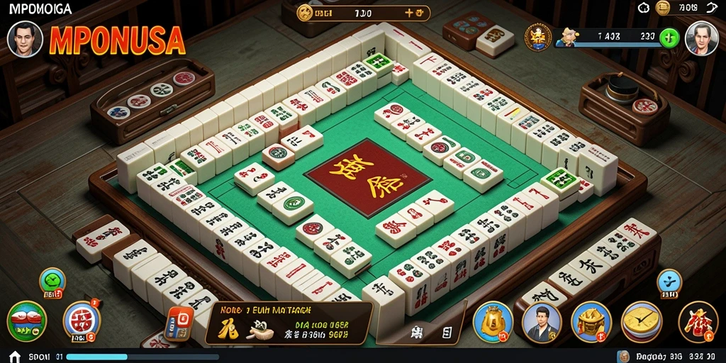 Tampilan gameplay menarik dari MPONUSA yang penuh tantangan Mahjong.