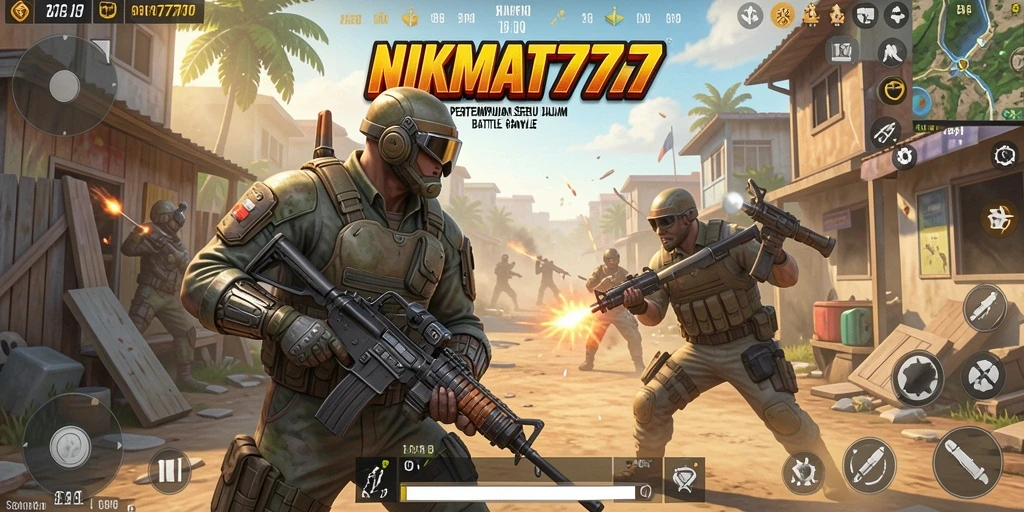 Gameplay seru NIKMAT777 dalam pertempuran Battle Royale.