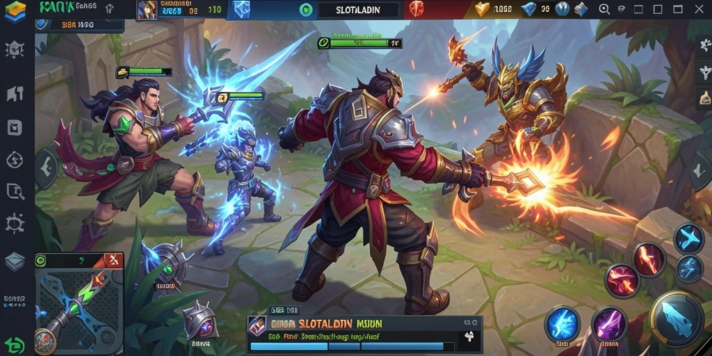 Tampilan action seru dalam game SLOTALADIN MOBA.