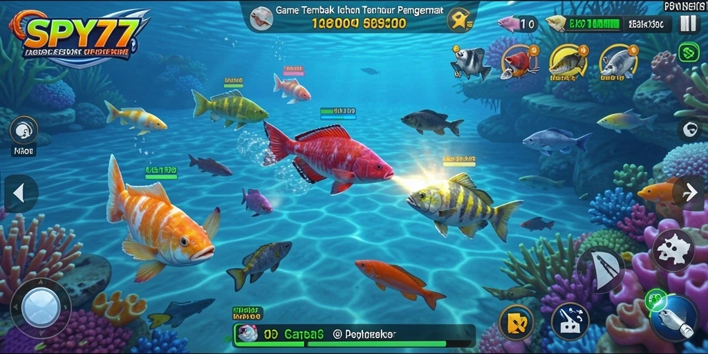 Tampilan gameplay menembak ikan yang seru dan penuh warna.