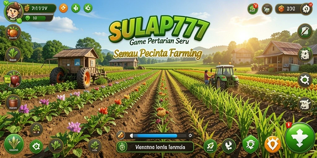 Tampilan gameplay SULAP777 menampilkan aktivitas bertani yang seru.