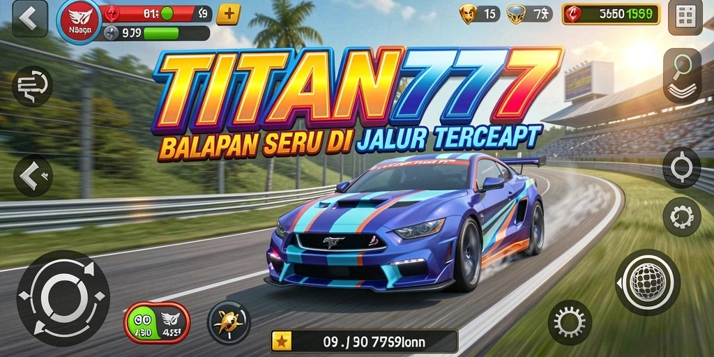 Tampilan gameplay balapan yang seru dan menegangkan dari TITAN777.