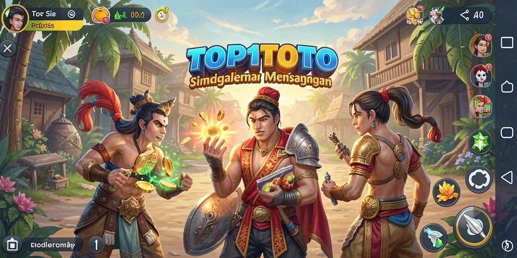 Screenshot gameplay TOP1TOTO yang menunjukkan interaksi karakter dan lingkungan.