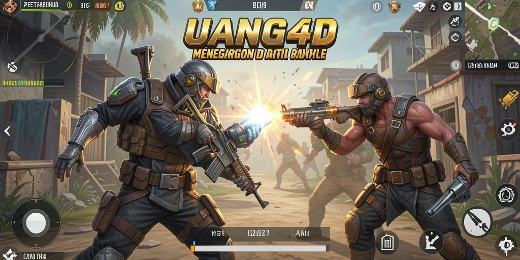 Screenshot UANG4D menampilkan aksi seru gameplay Battle Royale.