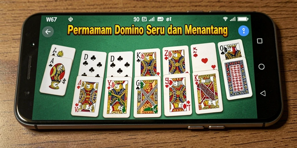 Screenshot utama W67 menampilkan gameplay Domino yang seru.